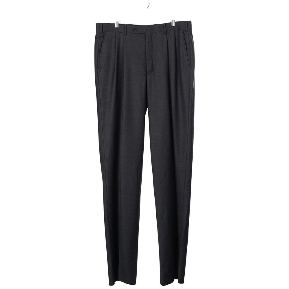 NWT Black Brown 1826 Dress Pants 38R Gray Wool Cashmere Pleated Office *Unhemmed